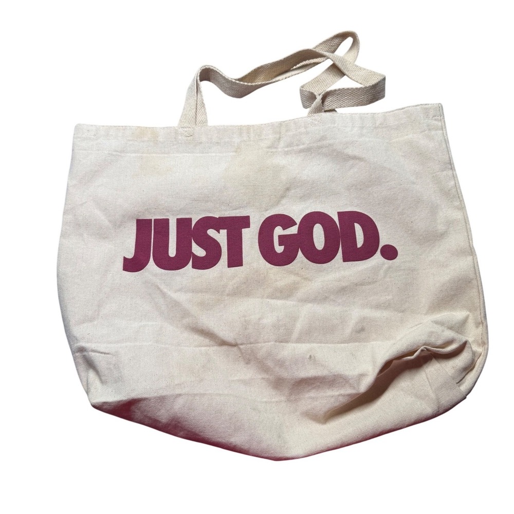 God Is Dope Tote Bag Q-Tees Canvas Cream Burgundy Graphic Just God Religious SEO
